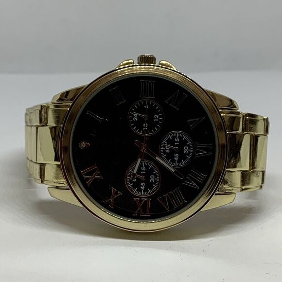 Inc International Concepts 100128134WA Men's Gold Analog Black Dial Watch NWC83 - Picture 5 of 8